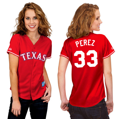 Martin Perez #33 mlb Jersey-Texas Rangers Women's Authentic 2014 Alternate 1 Red Cool Base Baseball Jersey